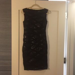 Classy Black sequin cocktail dress to knee